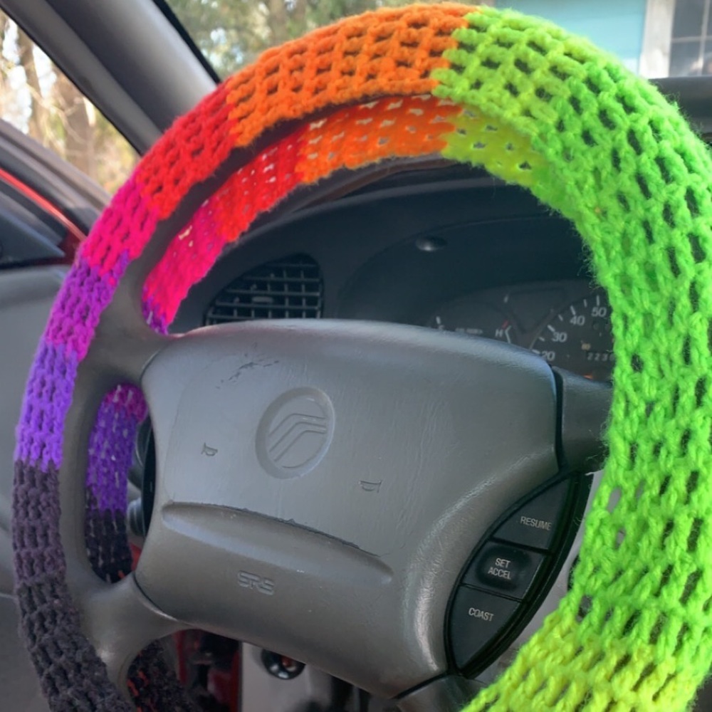 I made this steering wheel cover. Dm me for one